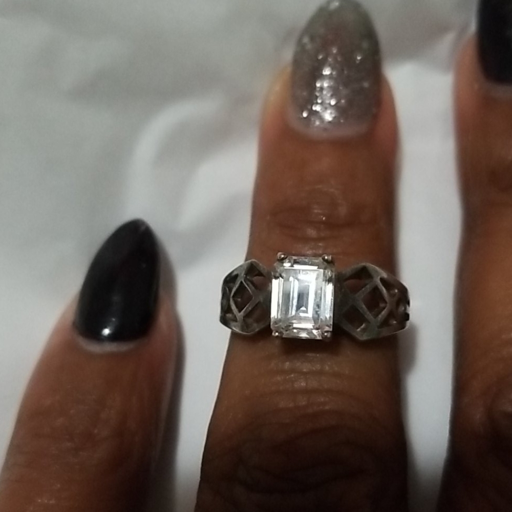 925 Princess Cut Out Silver Ring